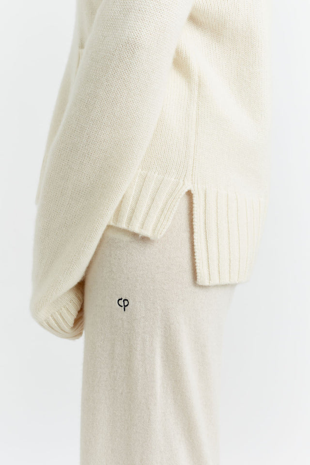 Cream Pure Cashmere Patch Pocket Sweater image 5