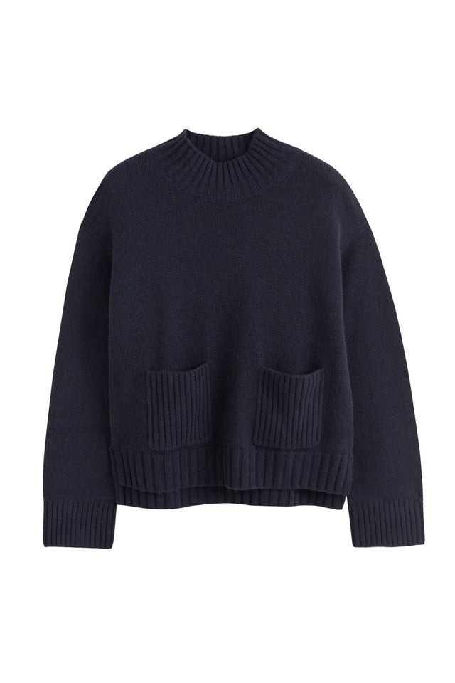 Women's Chinti and Parker Sweater Navy 100% Cashmere Patch Pocket Size XS-3L image 2