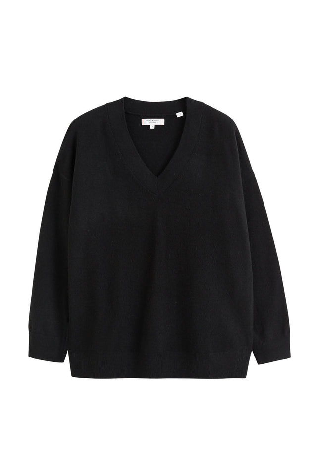 Women's V-Neck Sweater Chinti and Parker Black 100% Cashmere Size XS-3L image 2