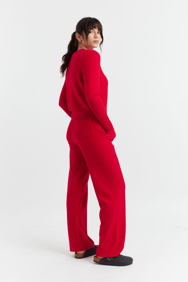 Women's Wide-Leg Track Pants Chinti and Parker Red 100% Cashmere Size XS-3L image 3