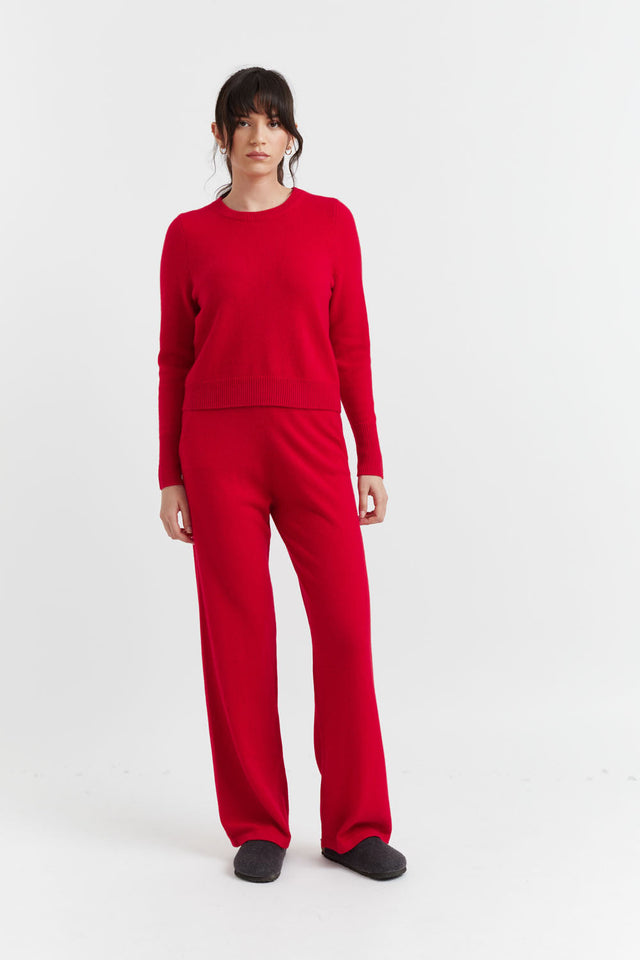 Women's Wide-Leg Track Pants Chinti and Parker Red 100% Cashmere Size XS-3L image 1