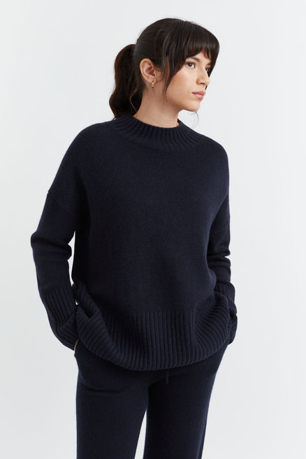 Navy Cashmere Comfort Sweater