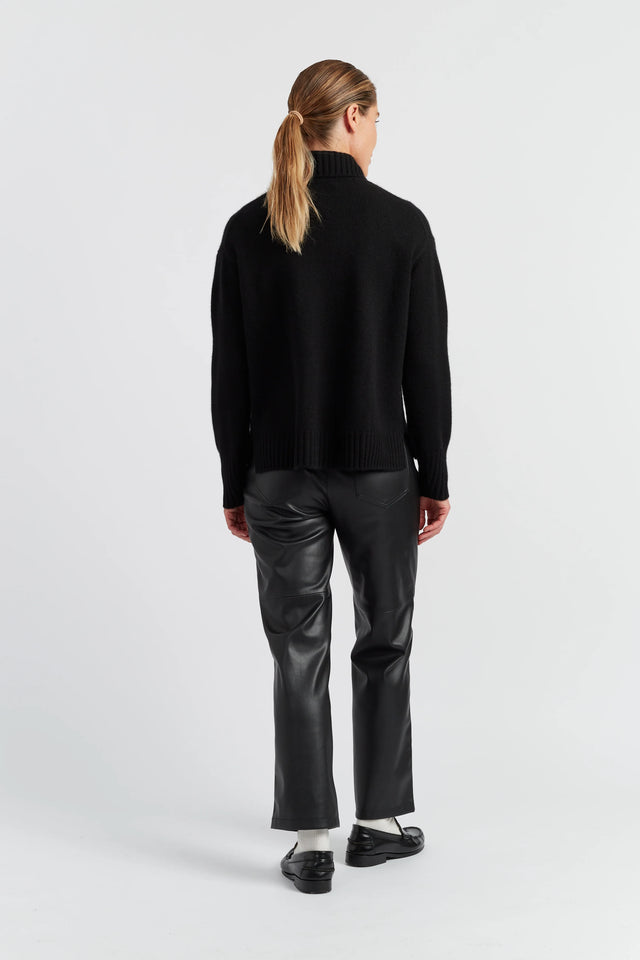 Black Pure Cashmere Relaxed Rollneck Sweater image 3