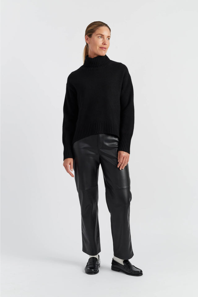 Black Pure Cashmere Relaxed Rollneck Sweater image 2