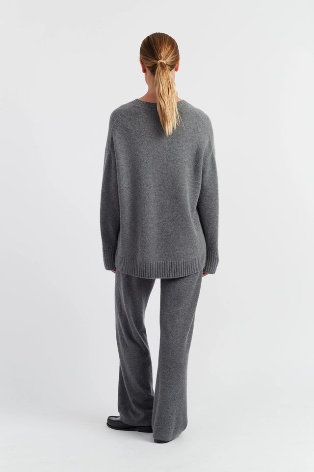 Mid-Grey Pure Cashmere Chunky Crew Neck Sweater image 2