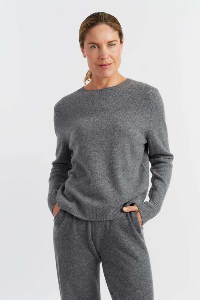 Mid-Grey Pure Cashmere Boxy Sweater image 1