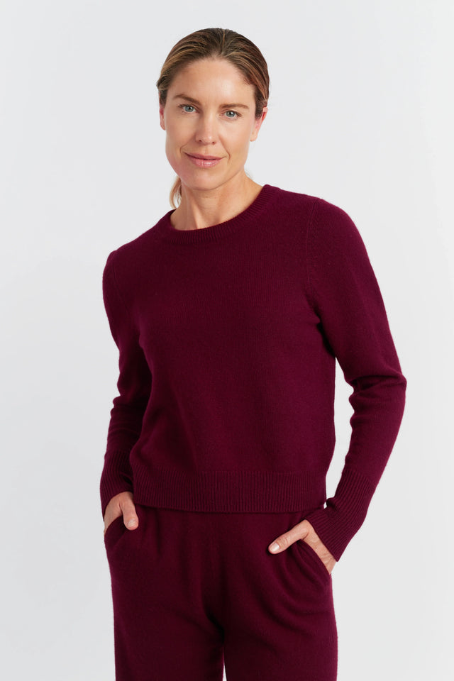 Claret Pure Cashmere Cropped Sweater image 1