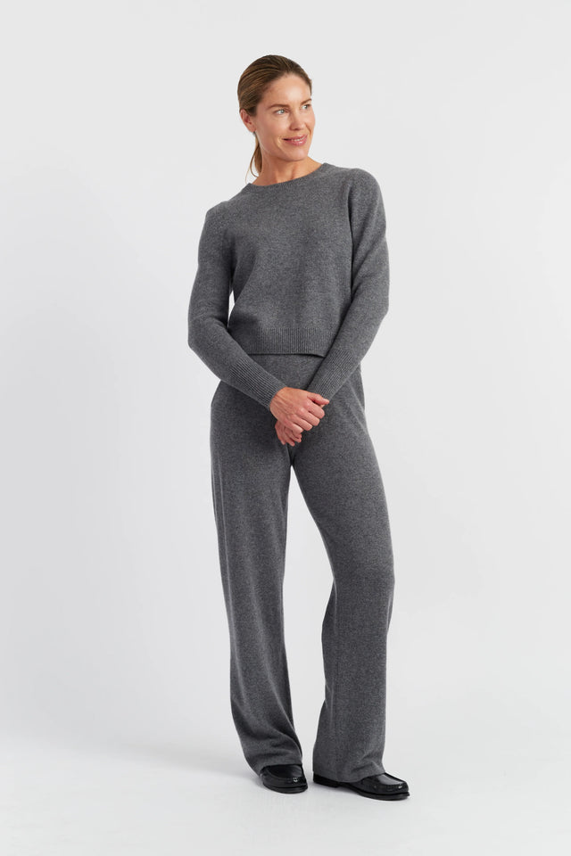 Mid-Grey Pure Cashmere Cropped Sweater image 2
