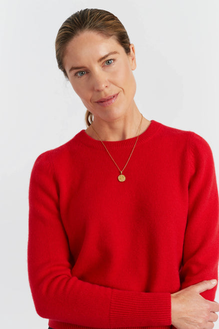 Velvet-Red Pure Cashmere Cropped Sweater