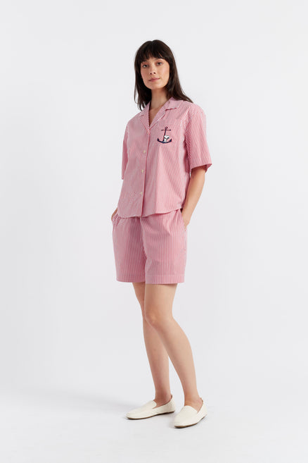 Women's Chinti and Parker Co-ord Red Cotton Snoopy Anchor Size XS-3L