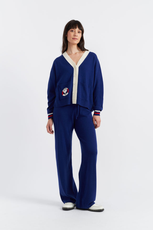 Blue Wool-Cashmere Snoopy Nautical Cardigan image 1