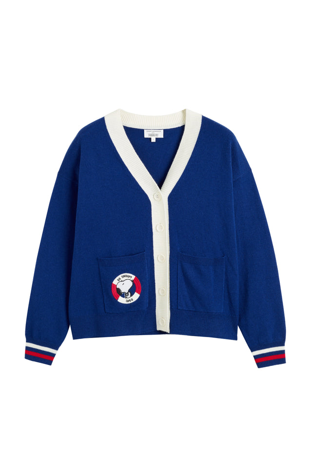 Blue Wool-Cashmere Snoopy Nautical Cardigan image 2