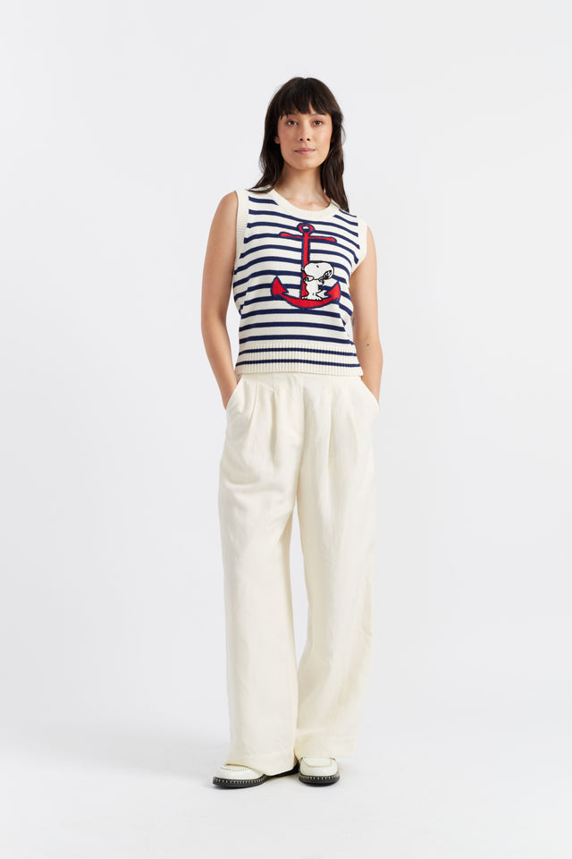 Women's Chinti and Parker Tank Cream Cotton Snoopy Anchor style Size XS-3L image 3