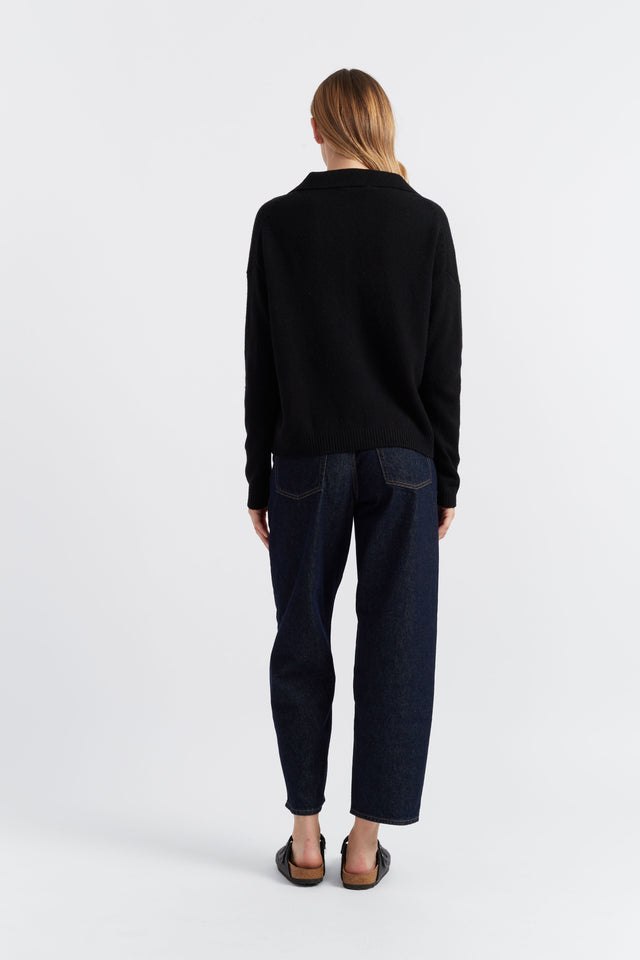 Black Cloud Cashmere Collared Sweater image 3