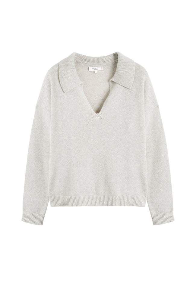 Taupe Cloud Cashmere Collared Sweater image 2