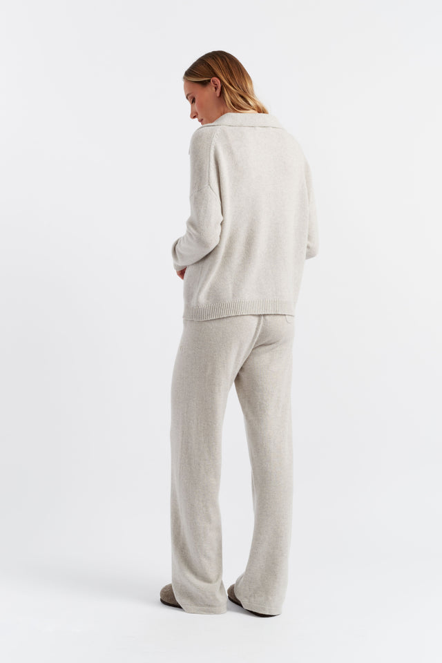 Taupe Cloud Cashmere Collared Sweater image 3