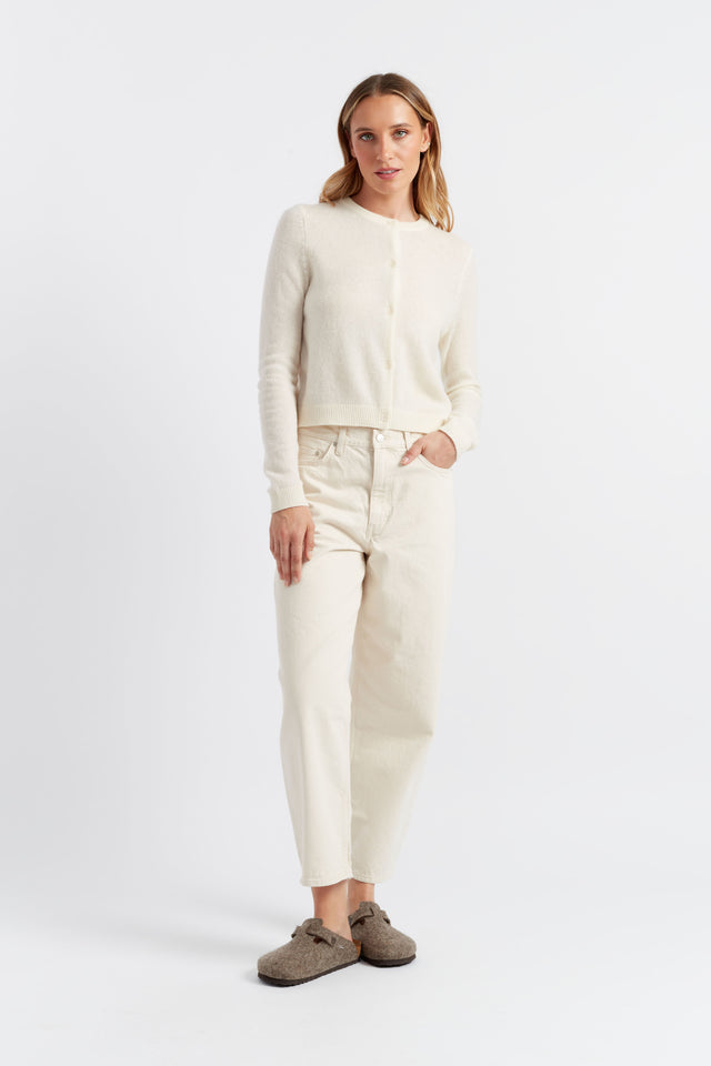 Cream Cloud Cashmere Cropped Cardigan image 4