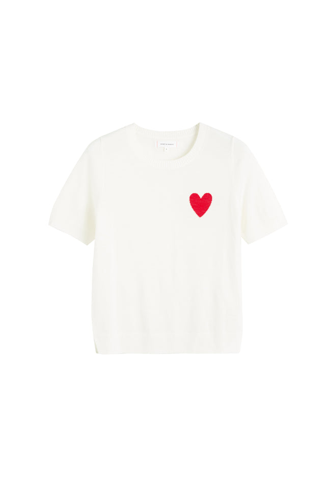 Women's Chinti and Parker T-shirt Cream 100% Merino Heart Breton Size XS-3L image 2