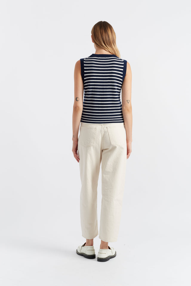 Navy-Cream Merino Heart Breton Tank image 3