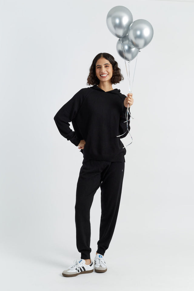 Black Wool-Cashmere Cuffed Joggers image 1