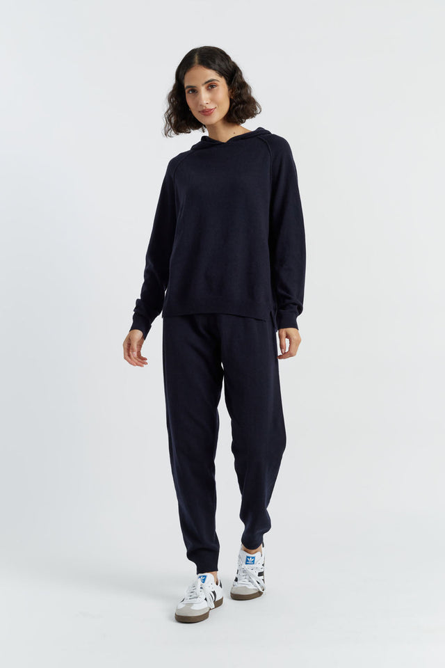 Navy Wool-Cashmere Cuffed Joggers image 1