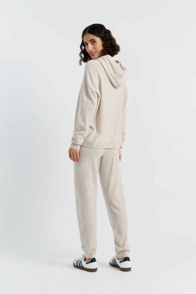 Light-Oatmeal Wool-Cashmere Cuffed Joggers image 1