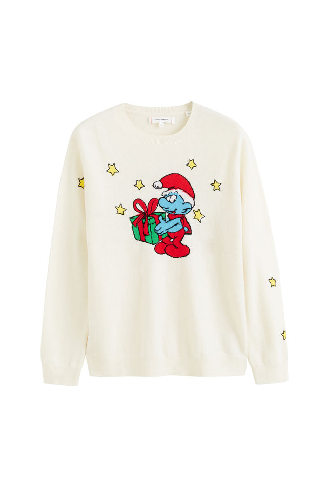Cream Wool-Cashmere Christmas Smurf Sweater image 2