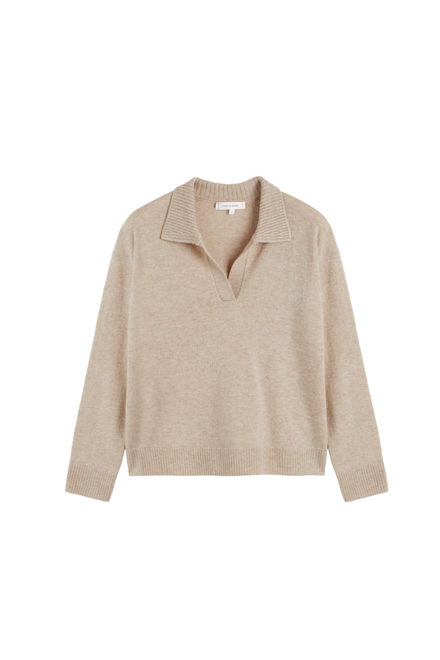 Soft-Oat Wool-Cashmere Collared Sweater image 4