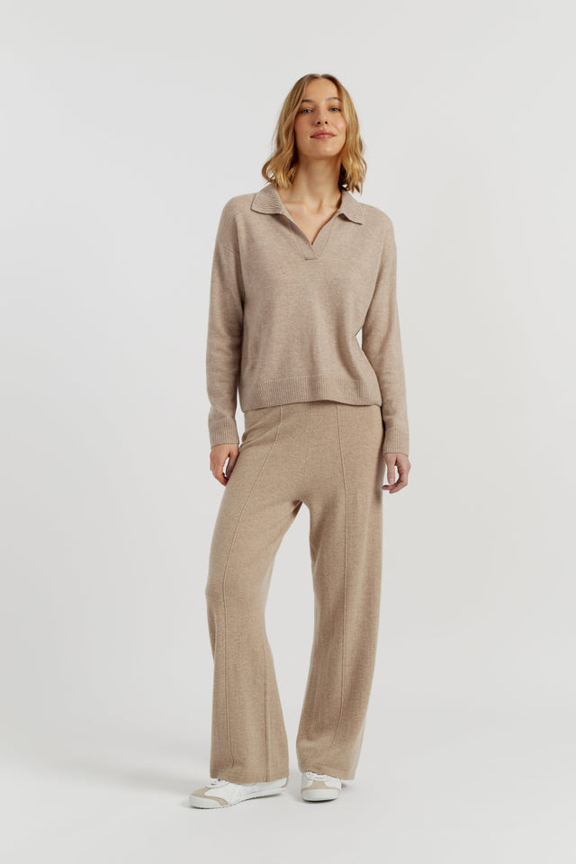 Soft-Oat Wool-Cashmere Collared Sweater image 2
