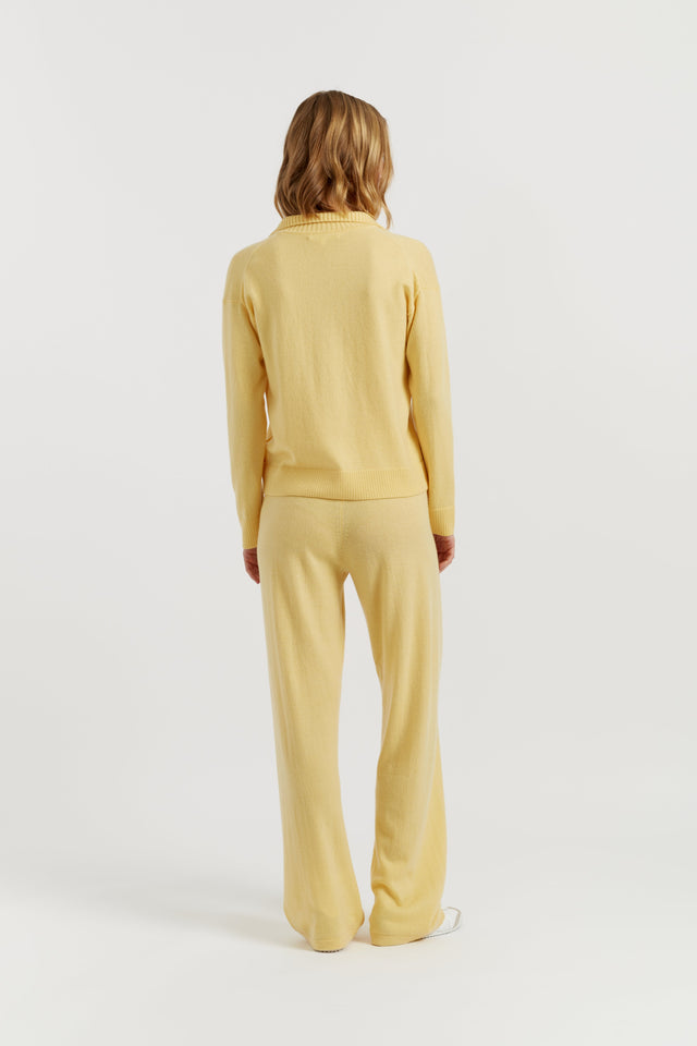 Soft-Yellow Wool-Cashmere Collared Sweater image 3