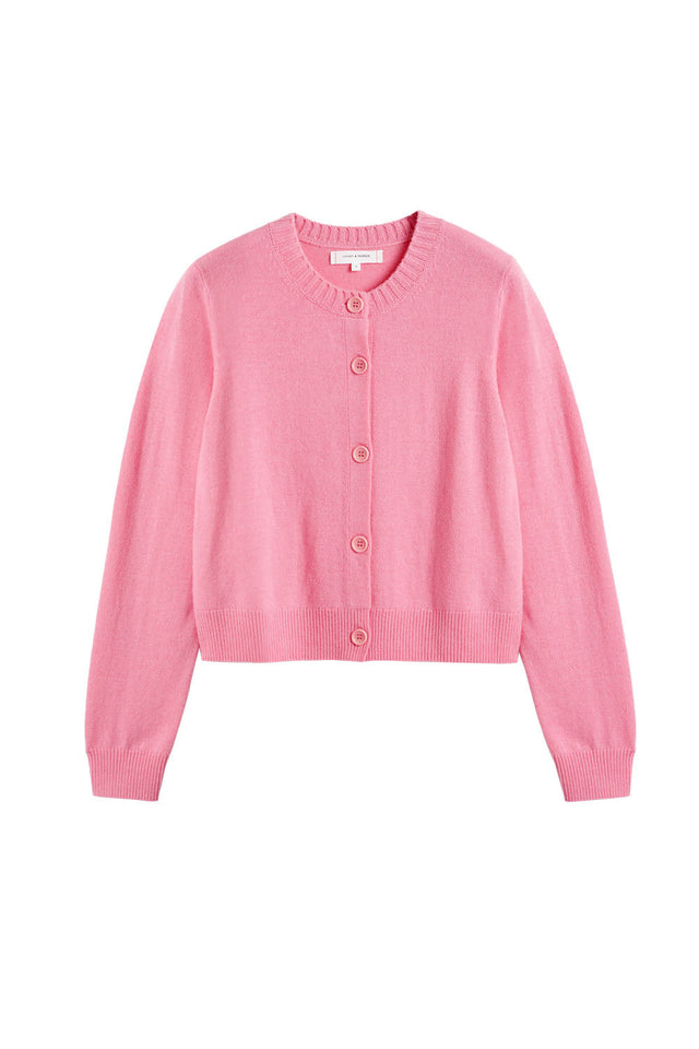 Pink Wool-Cashmere Crew Neck Cardigan image 2