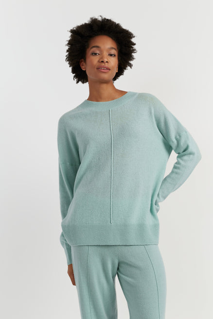 Dusty-Mint Wool-Cashmere Light Slouchy Sweater