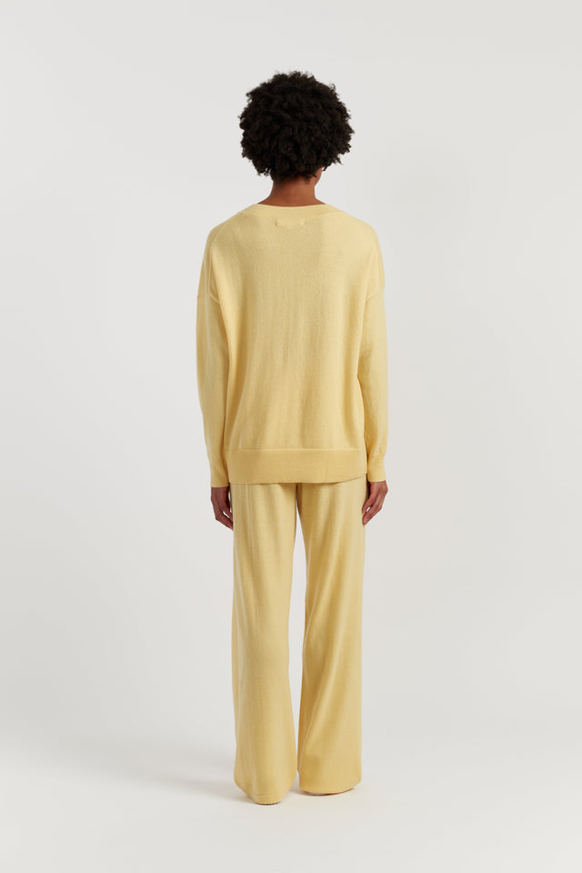 Soft-Yellow Wool-Cashmere Slouchy Sweater image 3