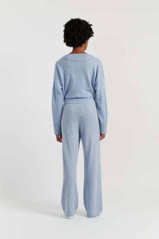 Baby-Blue Wool-Cashmere Wide-Leg Track Pants image 3