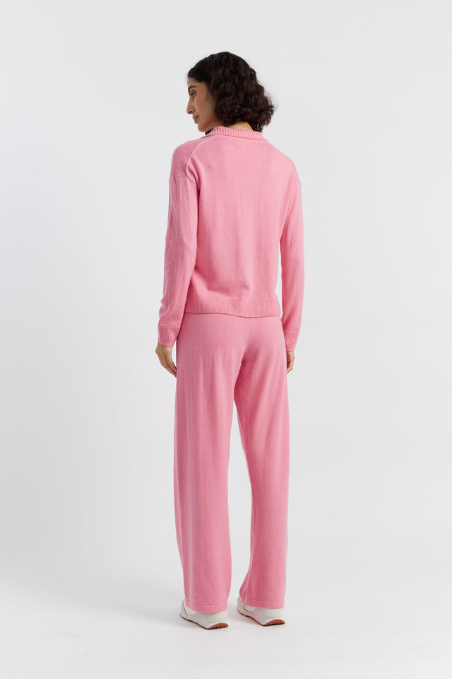 Pink Wool-Cashmere Collared Sweater image 3