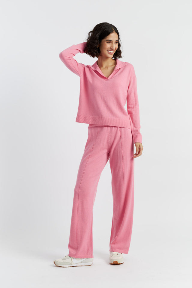 Pink Wool-Cashmere Collared Sweater image 4