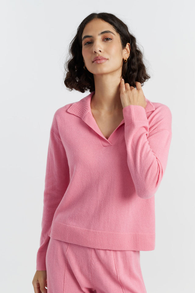 Pink Wool-Cashmere Collared Sweater image 1