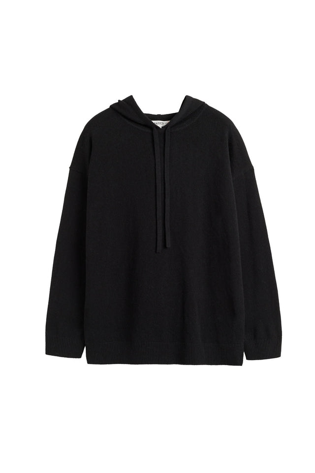 Black Wool-Cashmere Relaxed Hoodie image 2