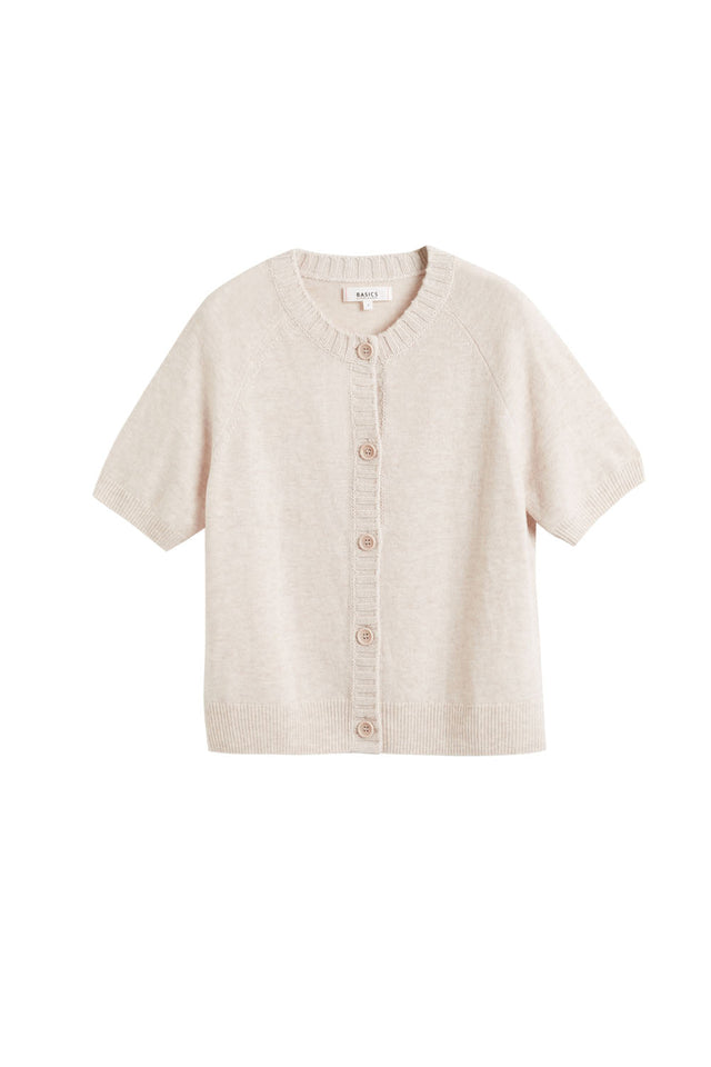 Light-Oatmeal Wool-Cashmere Button T-Shirt image 2