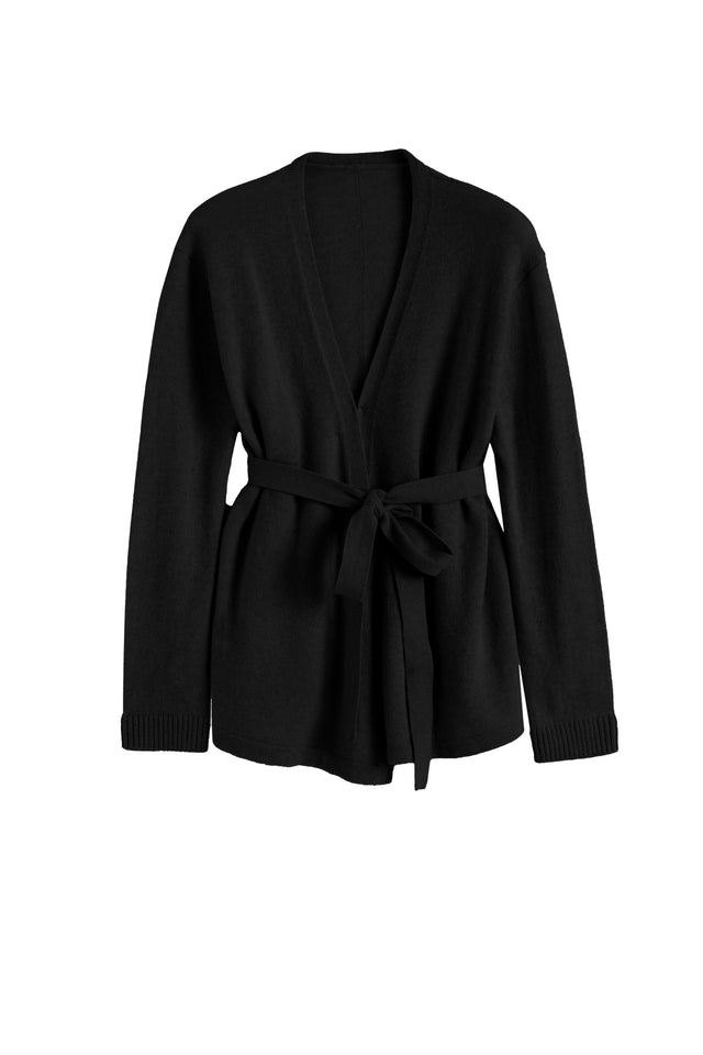 Black Wool-Cashmere Light Wrap Cardigan image 4