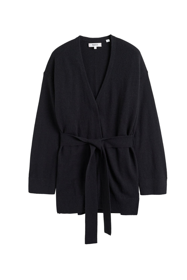 Black Wool-Cashmere Wrap Cardigan image 2