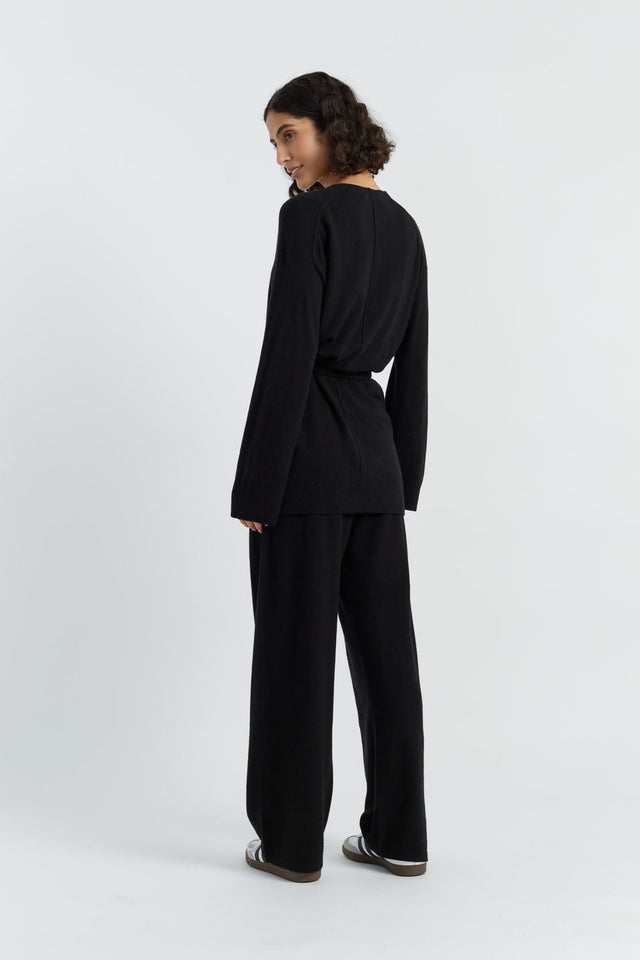 Black Wool-Cashmere Wrap Cardigan image 3