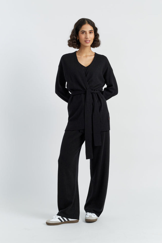 Black Wool-Cashmere Wrap Cardigan image 1