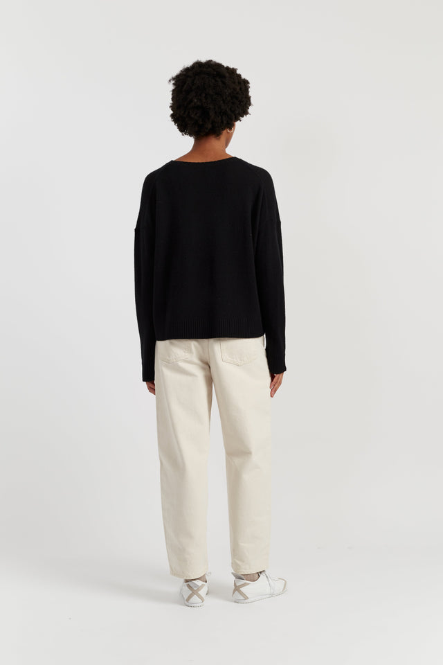 Black Wool-Cashmere Light Relaxed Sweater image 3