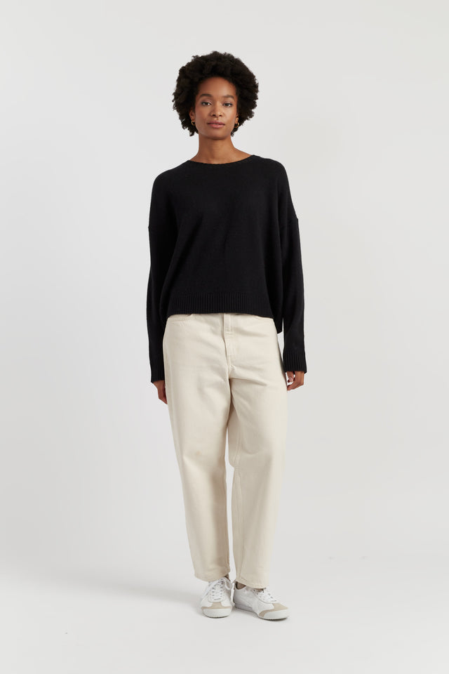 Black Wool-Cashmere Light Relaxed Sweater image 2