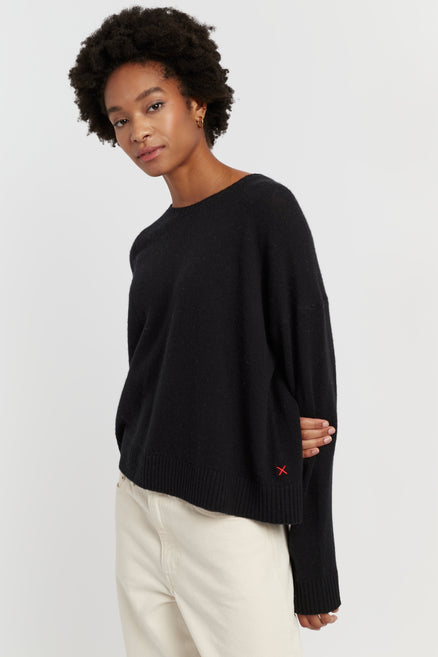 Black Wool-Cashmere Light Relaxed Sweater