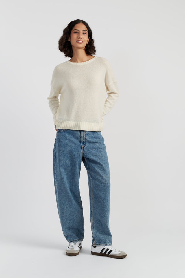 Cream Wool-Cashmere Light Relaxed Sweater image 2