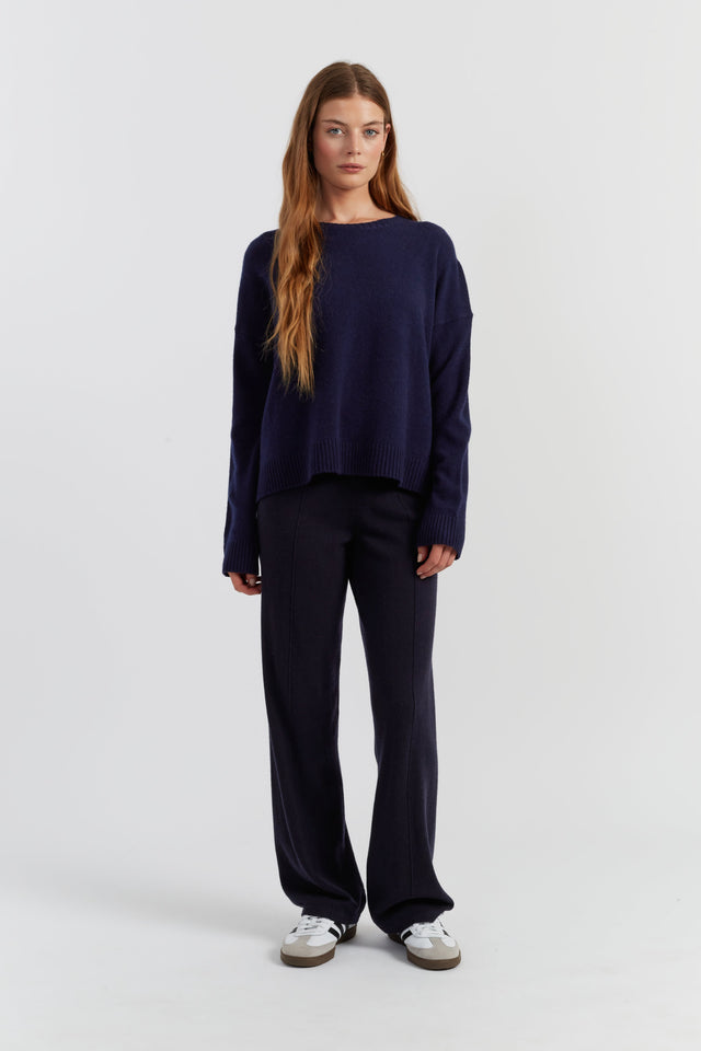 Navy Wool-Cashmere Light Relaxed Sweater image 2