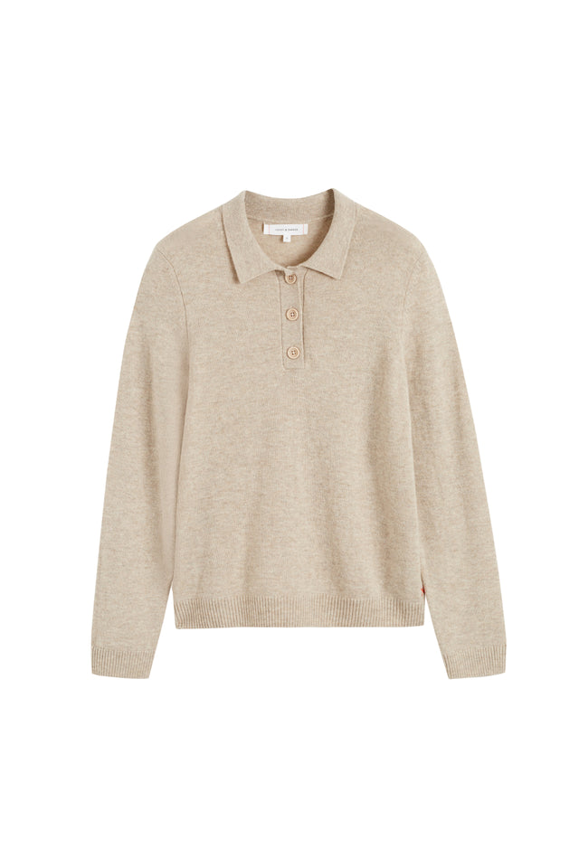Soft-Oat Wool-Cashmere Polo Sweater image 4