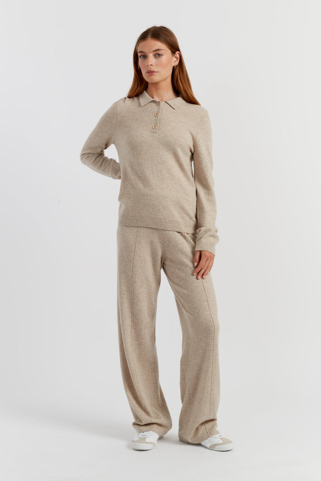 Soft-Oat Wool-Cashmere Polo Sweater image 2